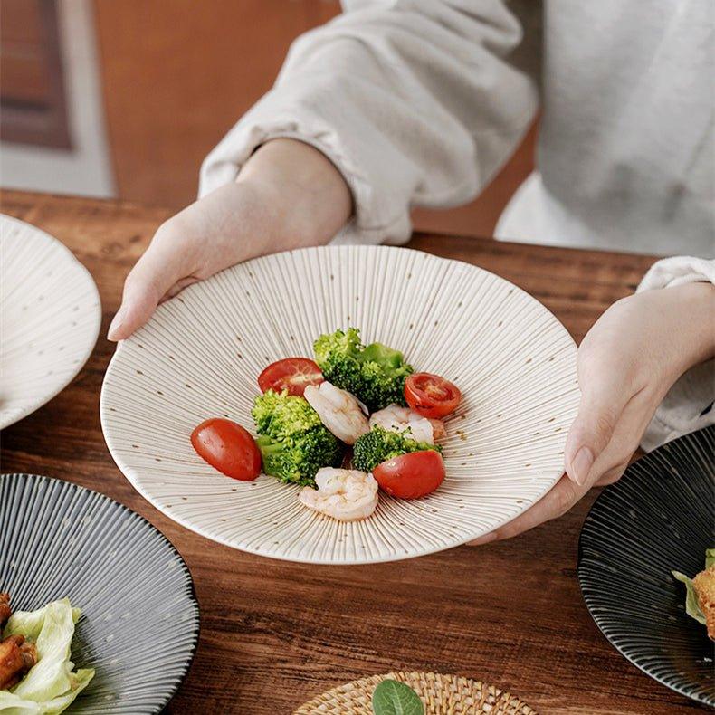 Japanese Mino Ware Wrinkled Plates | Handcrafted Ceramic