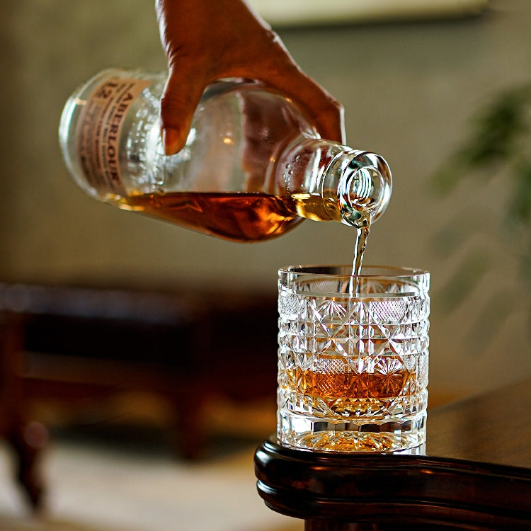 Edo Kiriko Handcrafted Octagonal Chrysanthemum Whisky Glass – A Geometric Bloom of Elegance