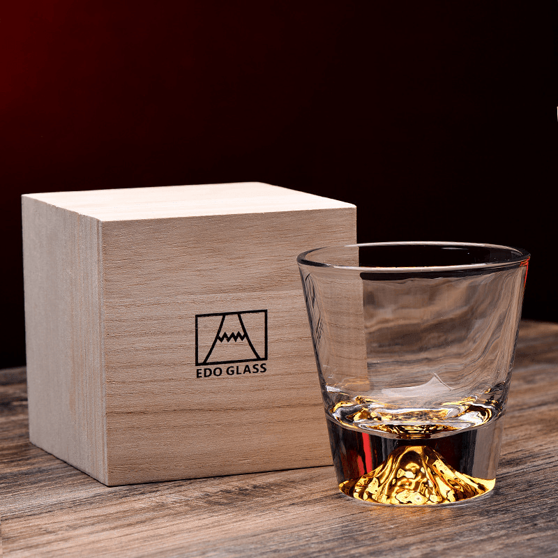 Handcrafted Edo Kiriko Mount Fuji Whisky Glass Set