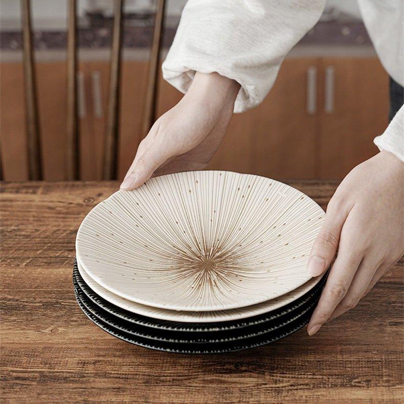 Japanese Mino Ware Wrinkled Plates | Handcrafted Ceramic