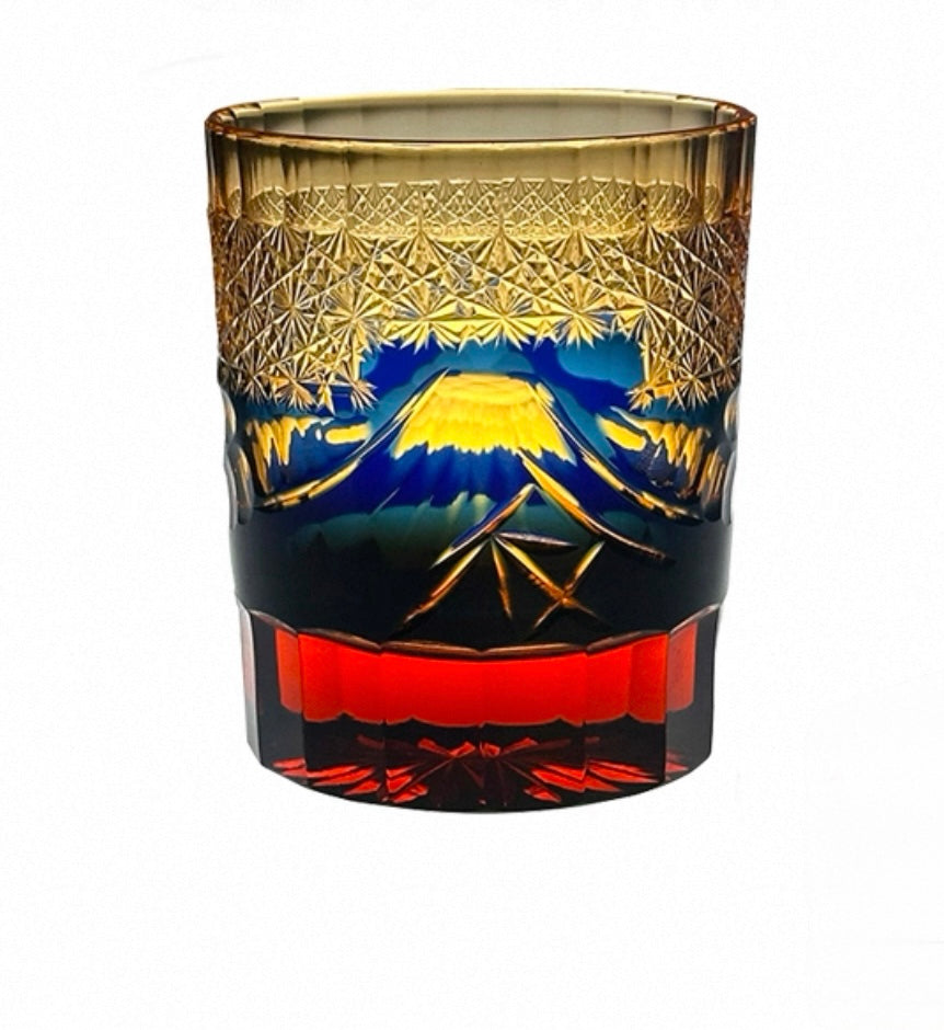 Exquisite Handmade Edo Kiriko Mount Fuji Crystal Tumbler