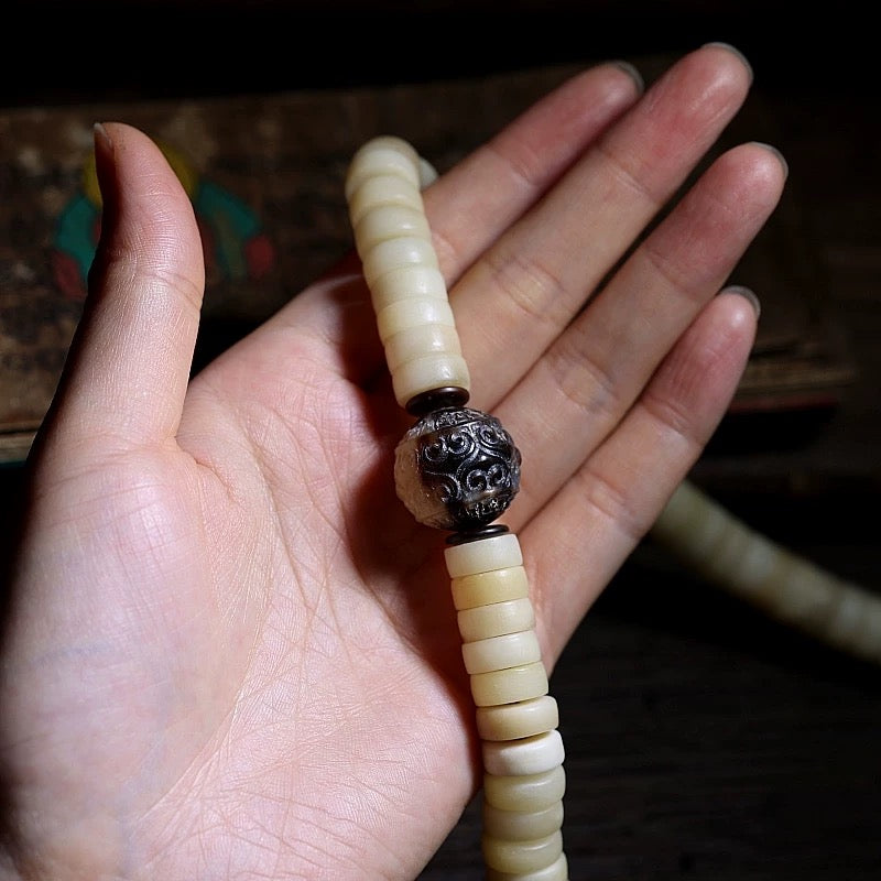 Tibetan Yak Bone Mala Bracelet for Men – 108 Beads for Mindful "Panwan"