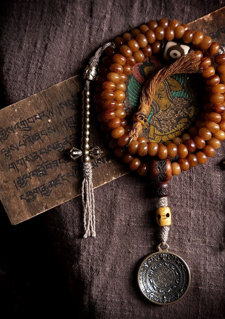 Natural Yak Bone Mala Bracelet – 108 Beads for Men & Women