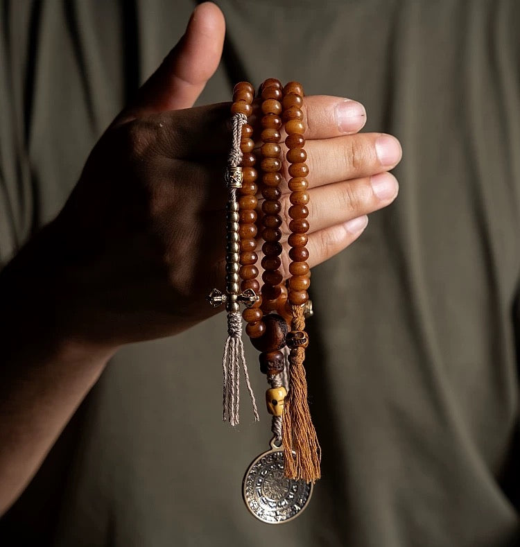 Natural Yak Bone Mala Bracelet – 108 Beads for Men & Women
