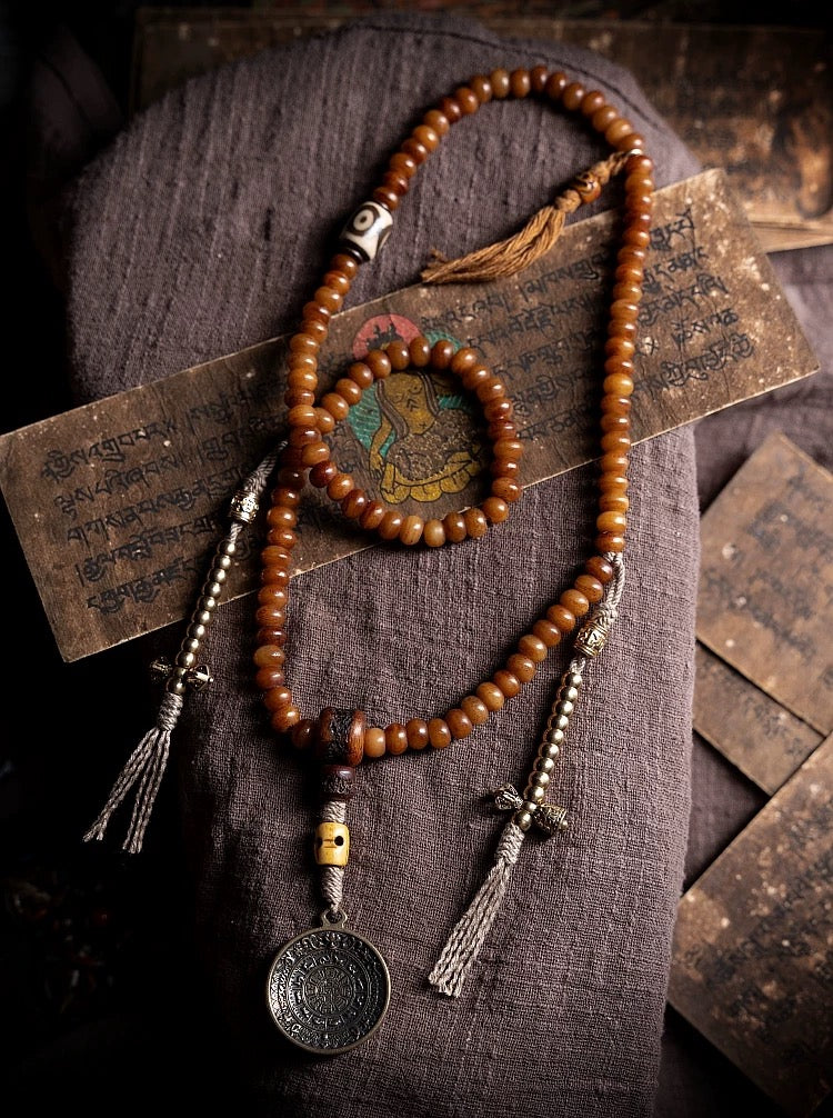 Natural Yak Bone Mala Bracelet – 108 Beads for Men & Women