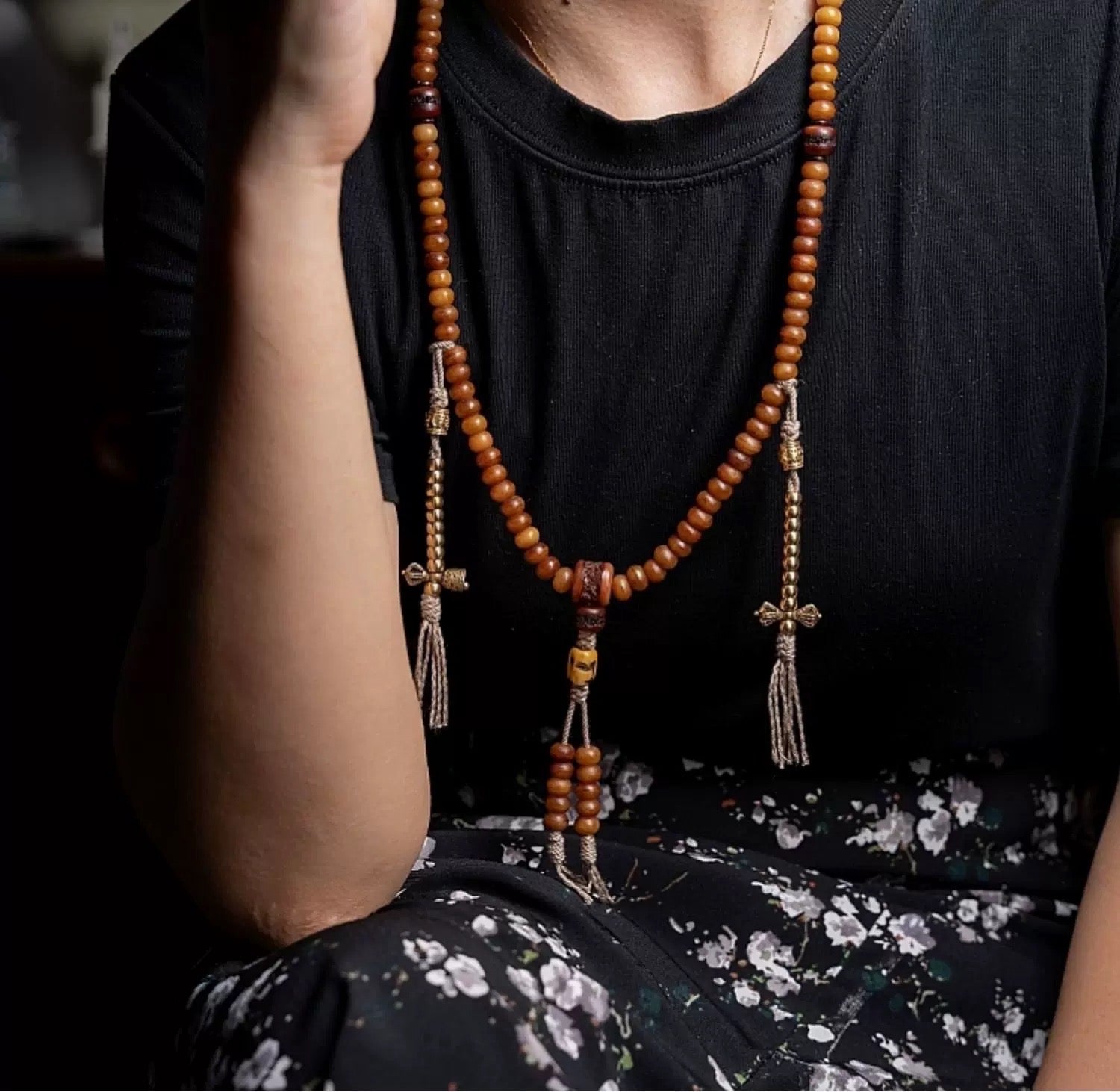 Natural Yak Bone Mala Bracelet – 108 Beads for Men & Women