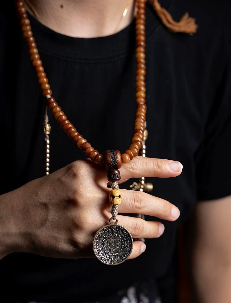 Natural Yak Bone Mala Bracelet – 108 Beads for Men & Women
