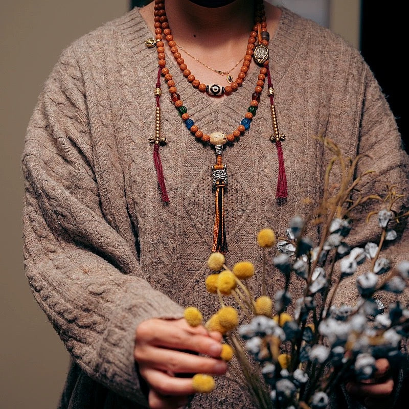 Tibetan "Toothless" Small Vajra Bodhi Seed Mala - 108 Beads for Prayer
