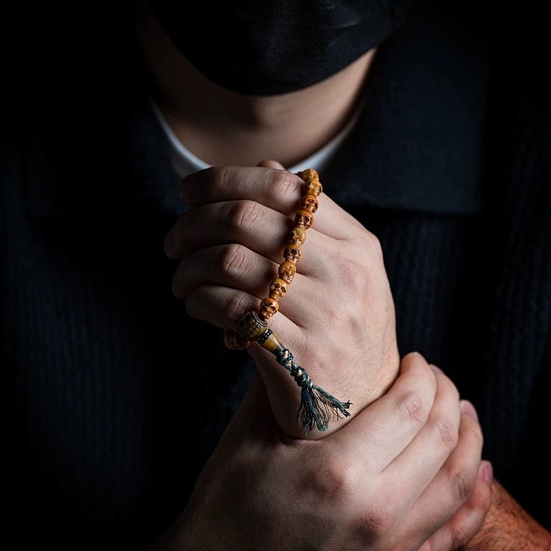 Tibetan Yak Bone Skull Mala Bracelet – Embrace the Impermanence