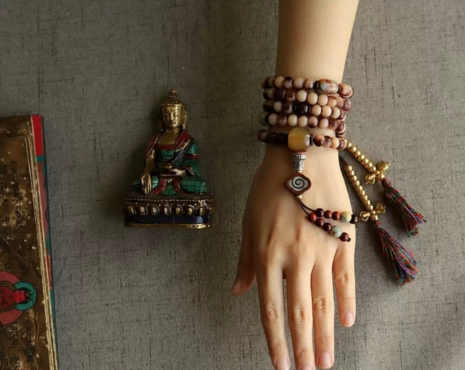 Natural Camel Bone Mala Bracelet – 108 Beads for Men & Women