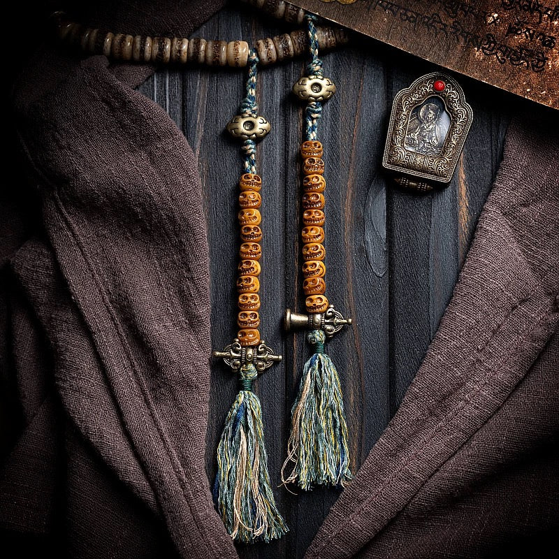 Tibetan Aged Yak Bone Mala for Men – 108 Beads of Tradition
