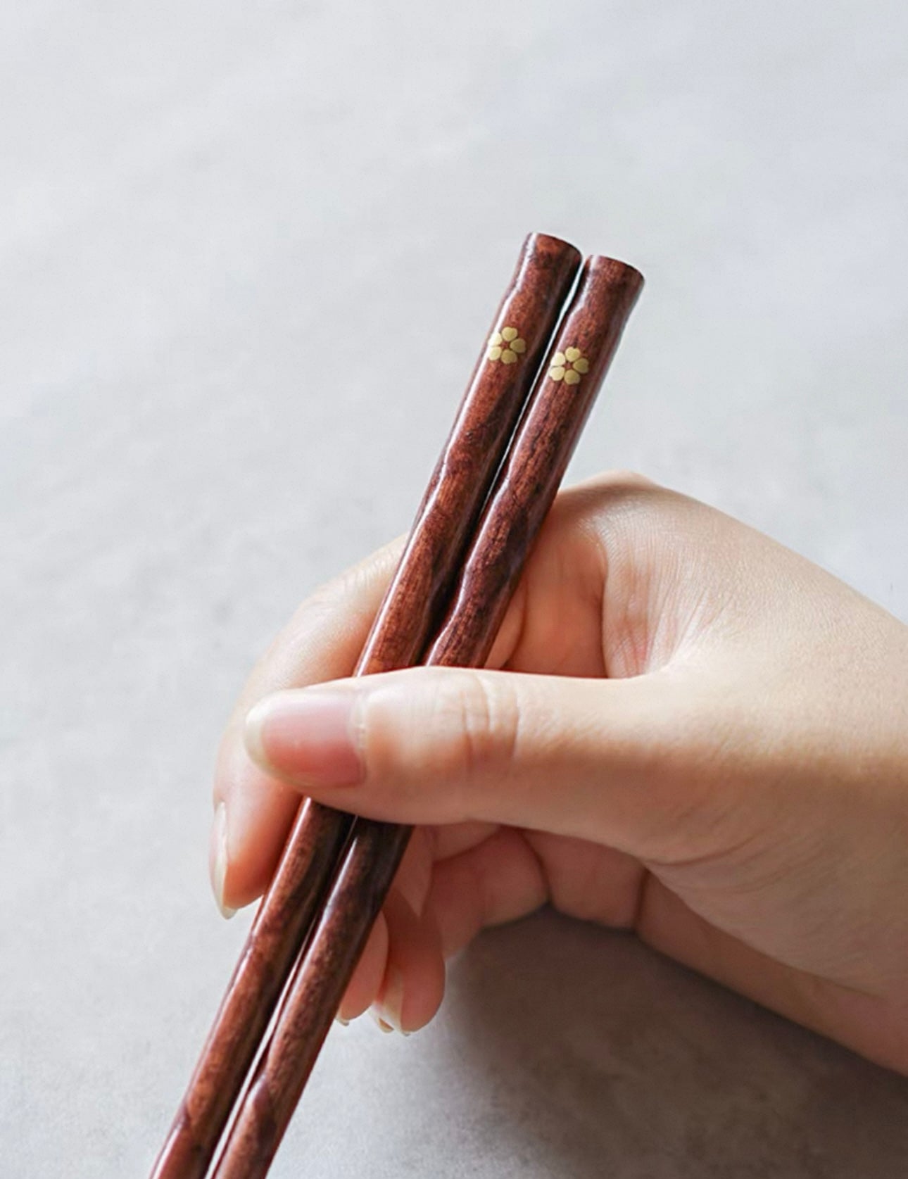 Japanese-Style Wooden Chopsticks with Gold Flower Design