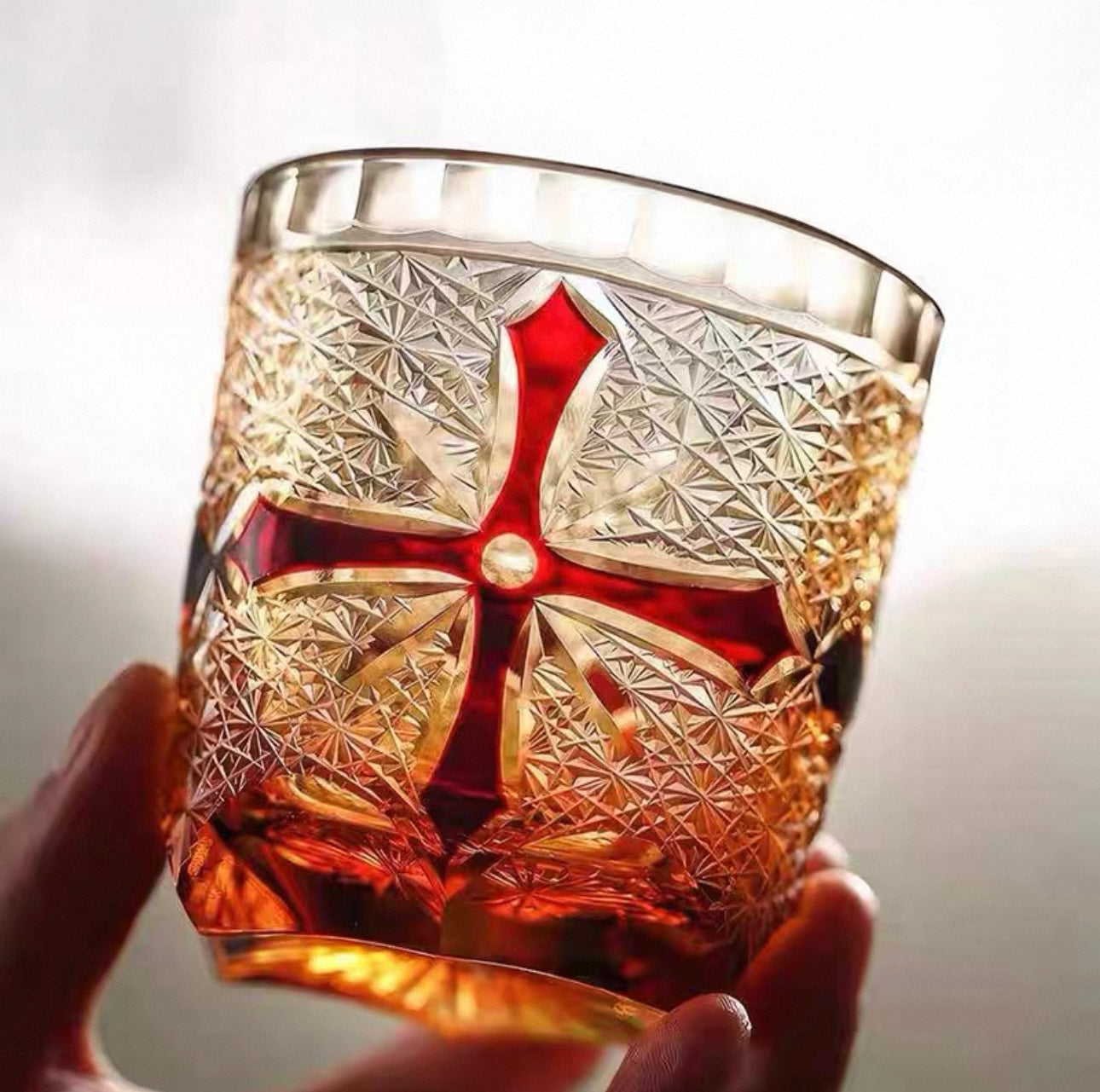 Japanese Edo Kiriko "Cross" Whiskey Glass