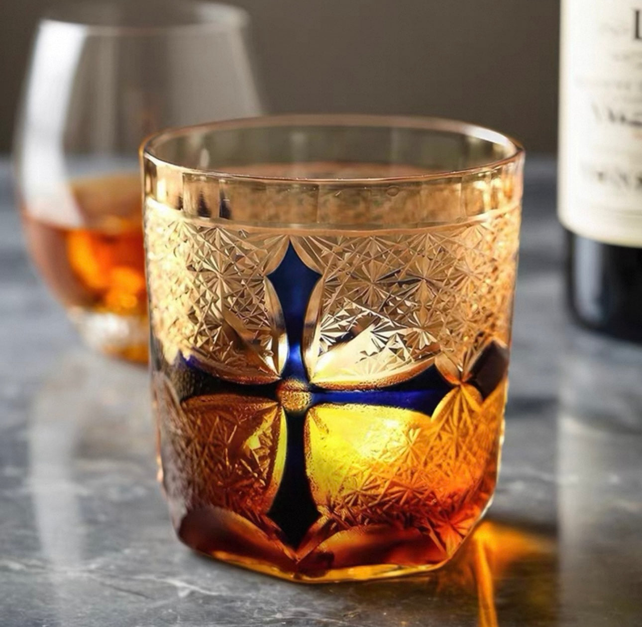 Japanese Edo Kiriko "Cross" Whiskey Glass