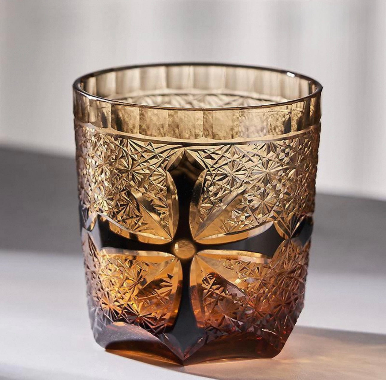 Japanese Edo Kiriko "Cross" Whiskey Glass