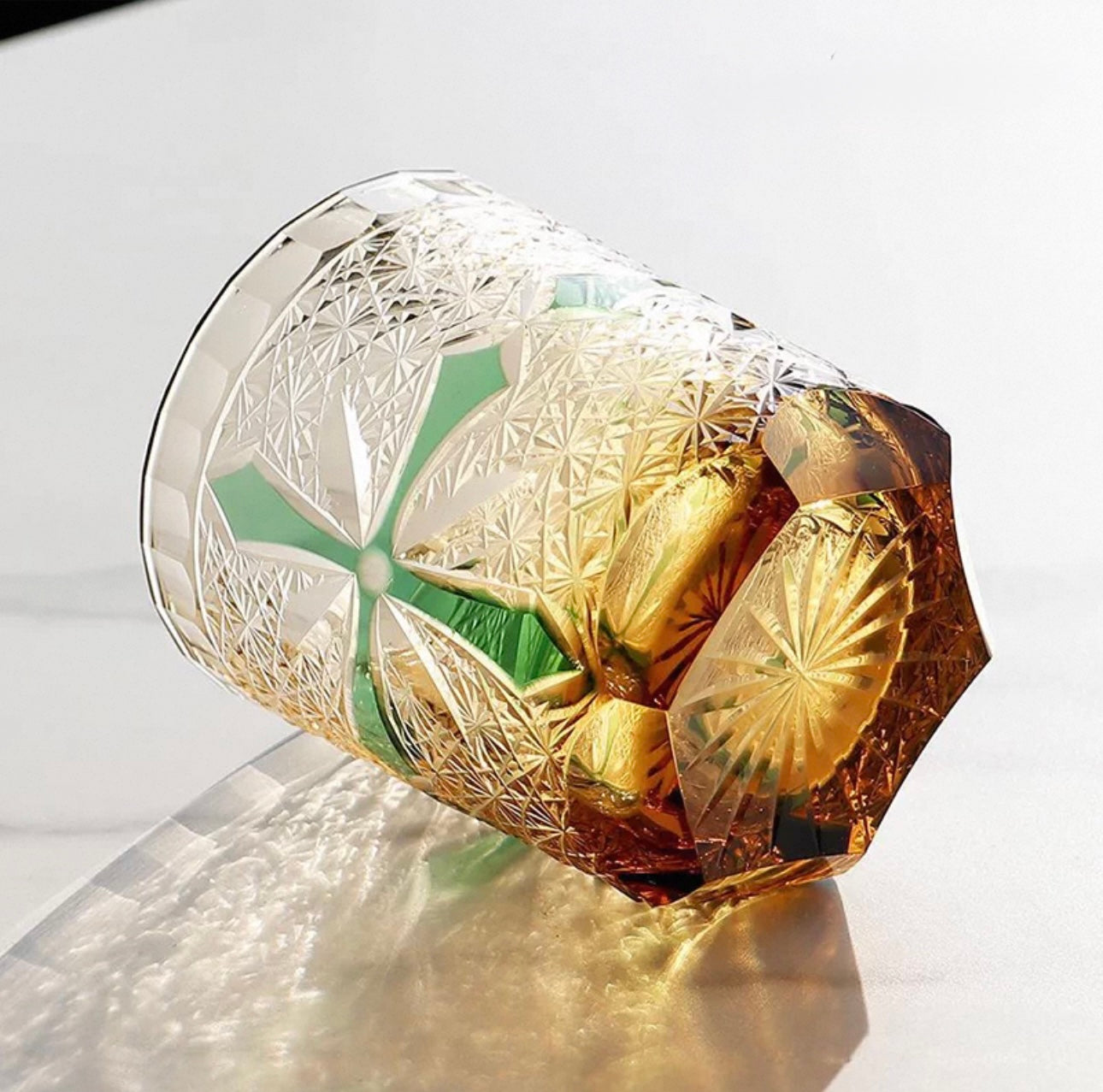 Japanese Edo Kiriko "Cross" Whiskey Glass