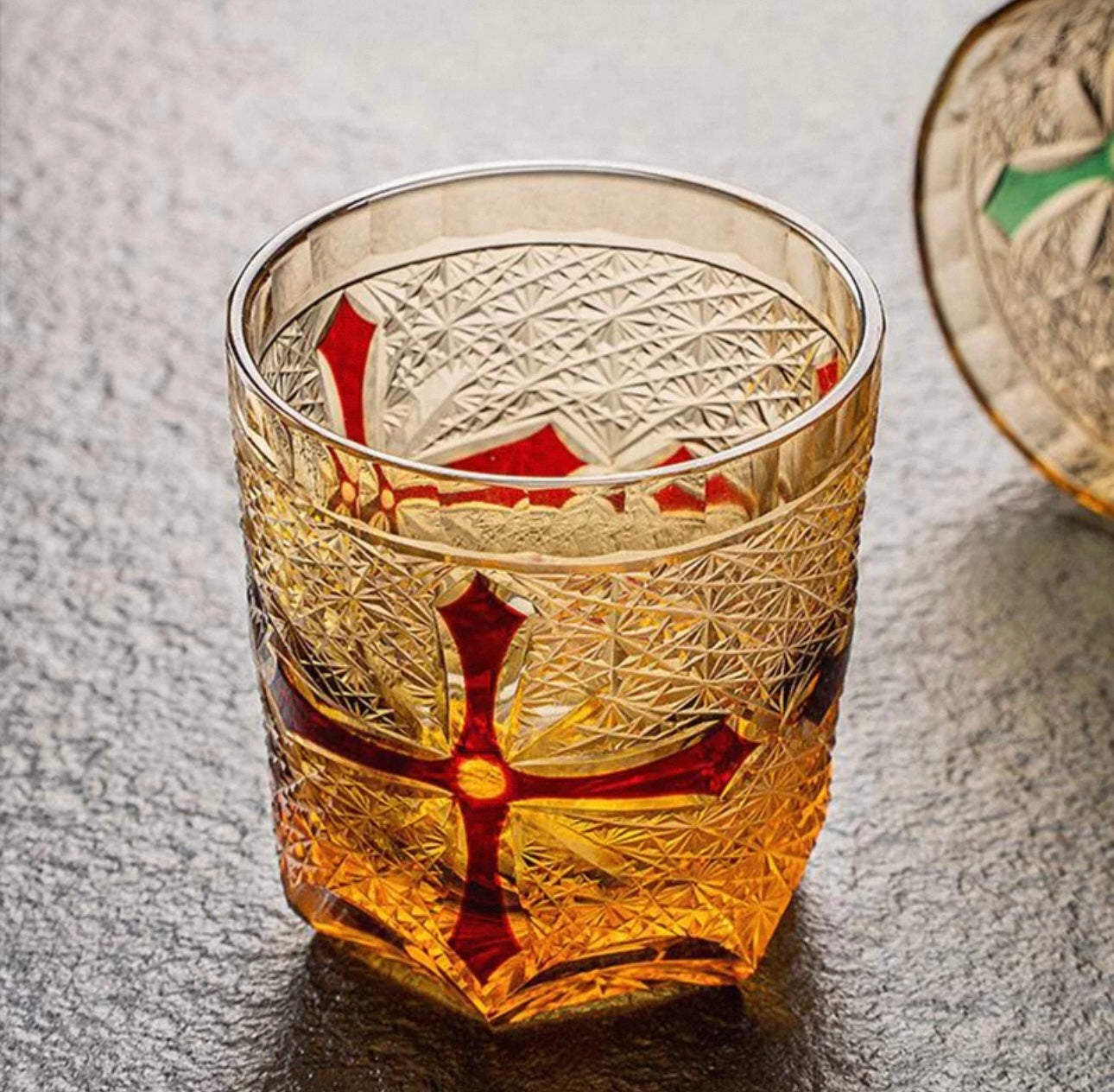 Japanese Edo Kiriko "Cross" Whiskey Glass