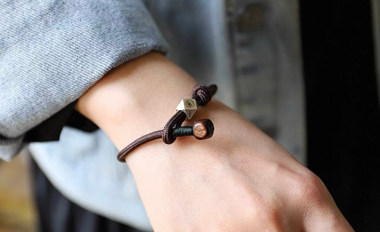 Natural Aged Amber Braided Bracelet - Original Design for Couples & Birth Year Charms