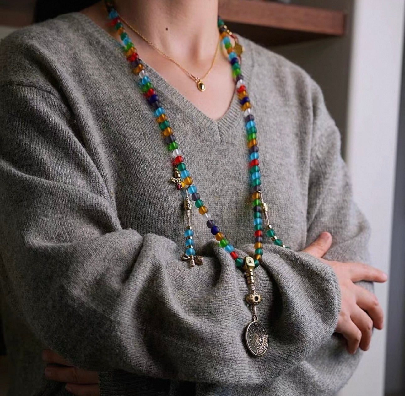 Handcrafted "Liuli" Glass Mala Bracelet/Necklace - Original Design