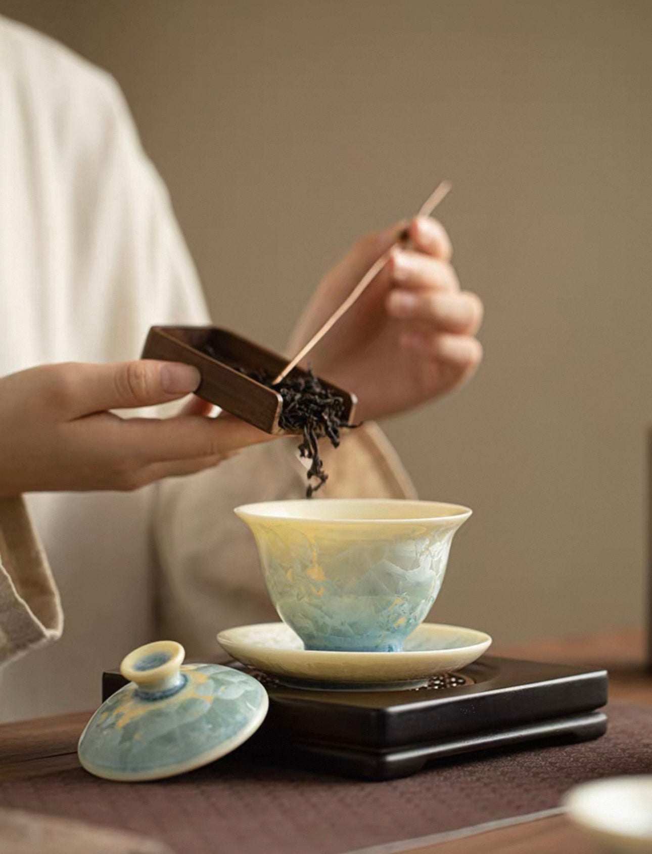 Elegant Crystalline Glaze Gaiwan Tea Set