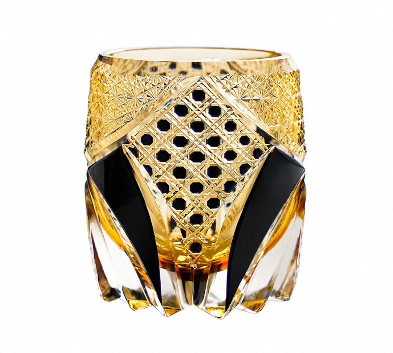 The "Golden Armor" Edo Kiriko Samurai Whiskey Glass