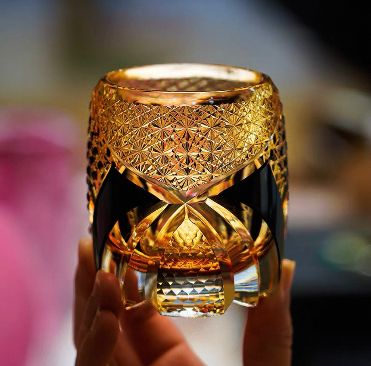 The "Golden Armor" Edo Kiriko Samurai Whiskey Glass