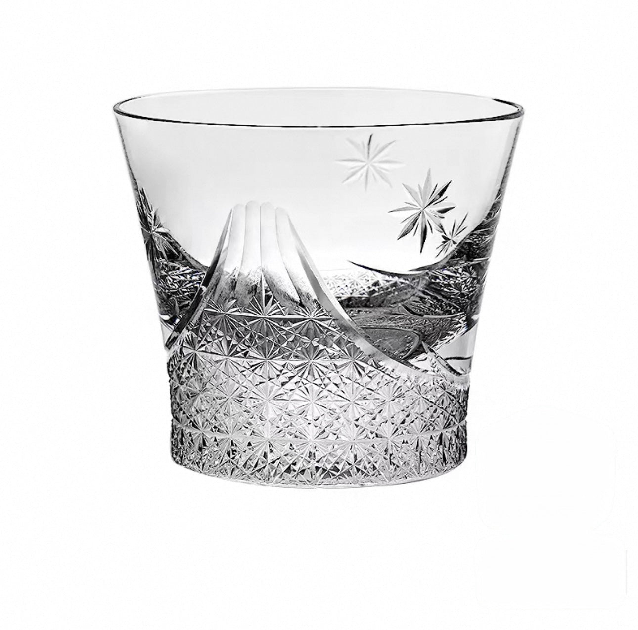Handcrafted Japanese "Mount Fuji" Cut-Glass Tumbler
