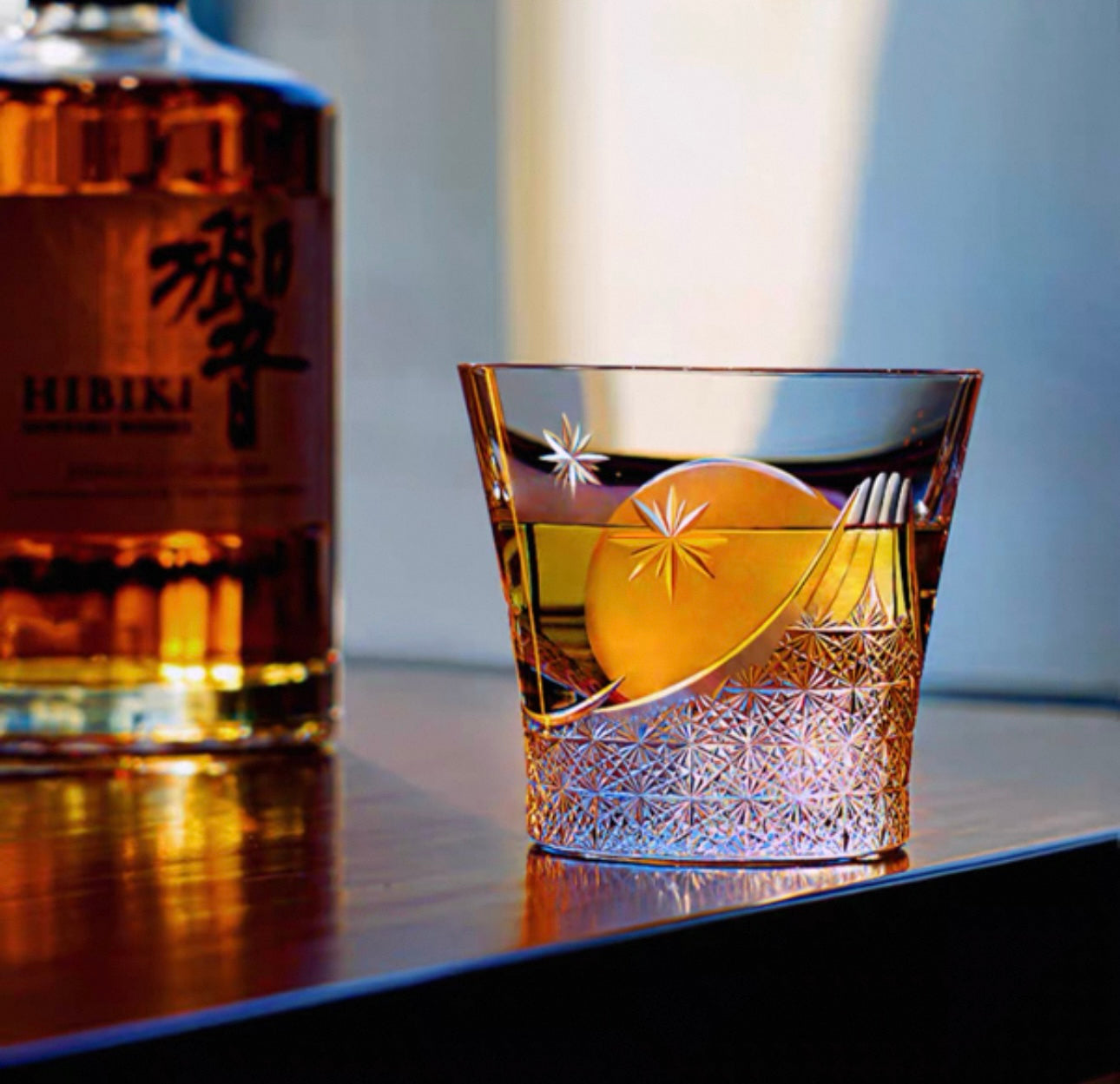 Handcrafted Japanese "Mount Fuji" Cut-Glass Tumbler