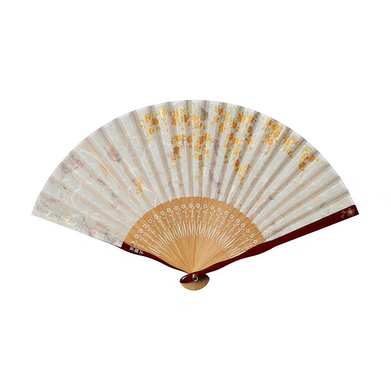 Handcrafted High-End Silk & Vein Leaf Folding Fan
