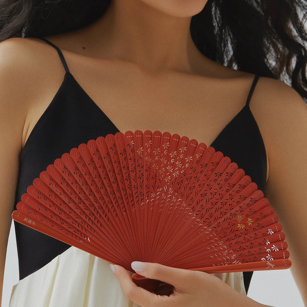 All-Bamboo Dragonfly Filigree Folding Fan