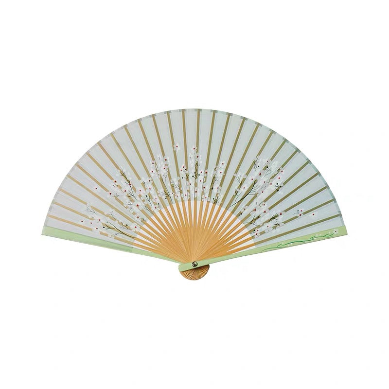 Premium Silk & Bamboo Folding Fan | 8-Inch Seasonal Collection