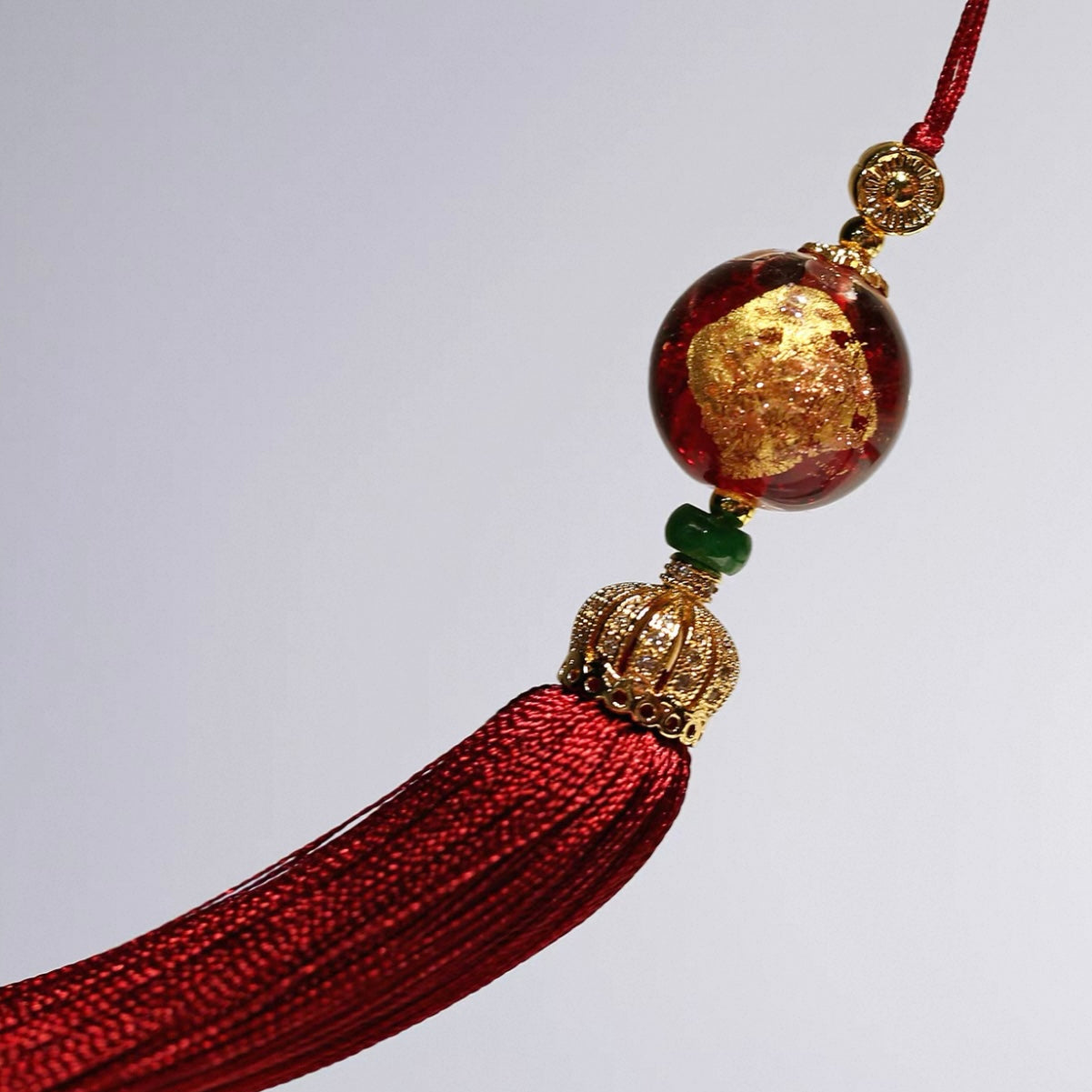 Handmade Glazed Crown Fan Tassel | Premium Folding Fan Accessory