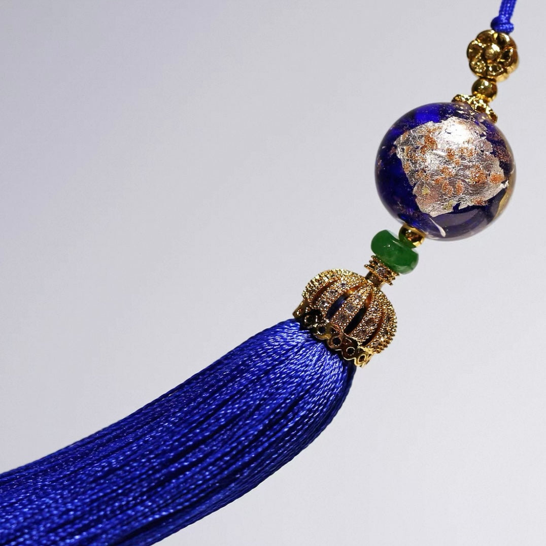 Handmade Glazed Crown Fan Tassel | Premium Folding Fan Accessory