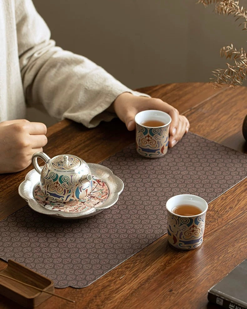 Dunhuang "Gold & Silver Inlay" Ceramic Tea Trio | Premium Heritage Gift Set