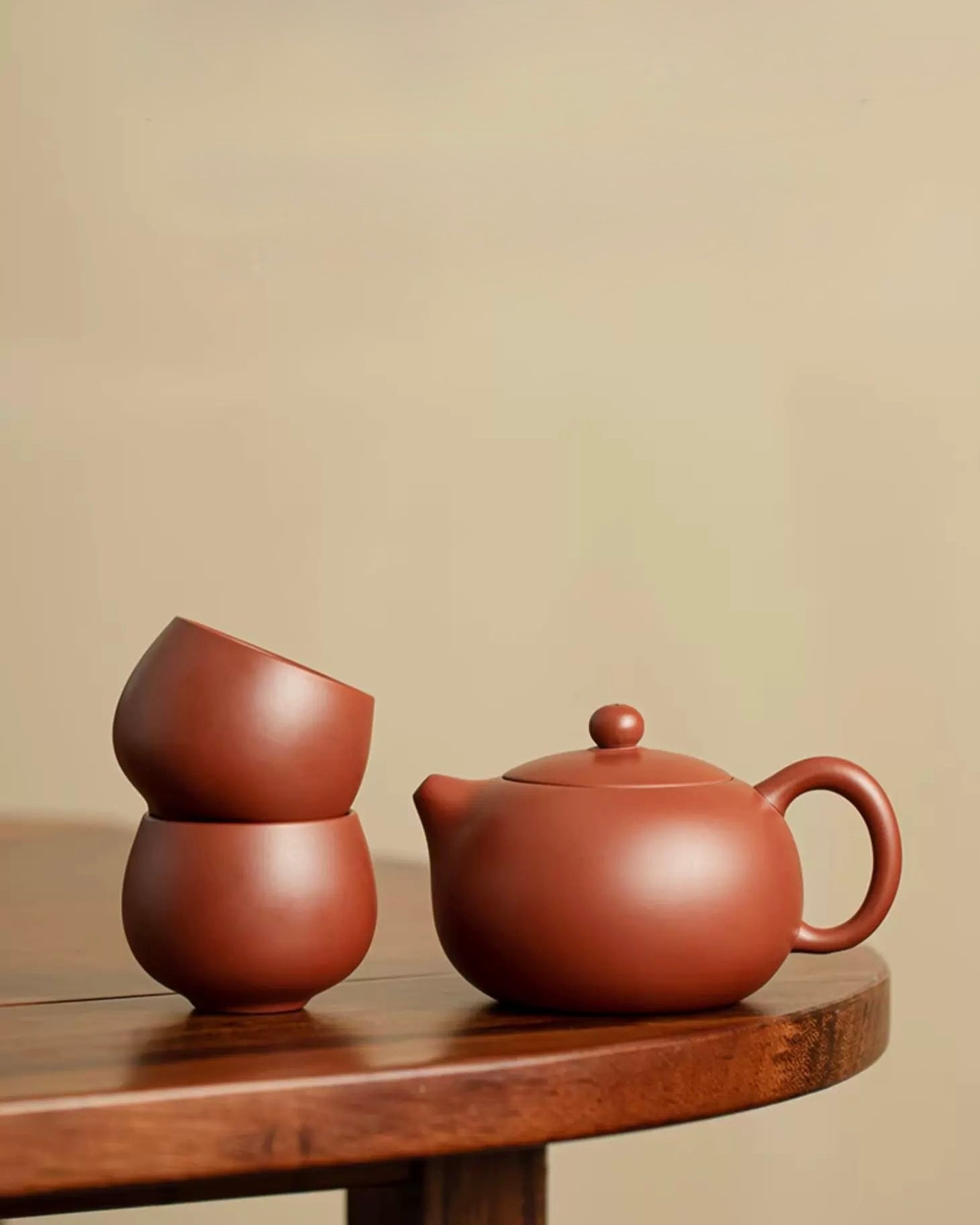 Minimalist Luxury Purple Clay Tea Set | Compact Trio for Home & Office