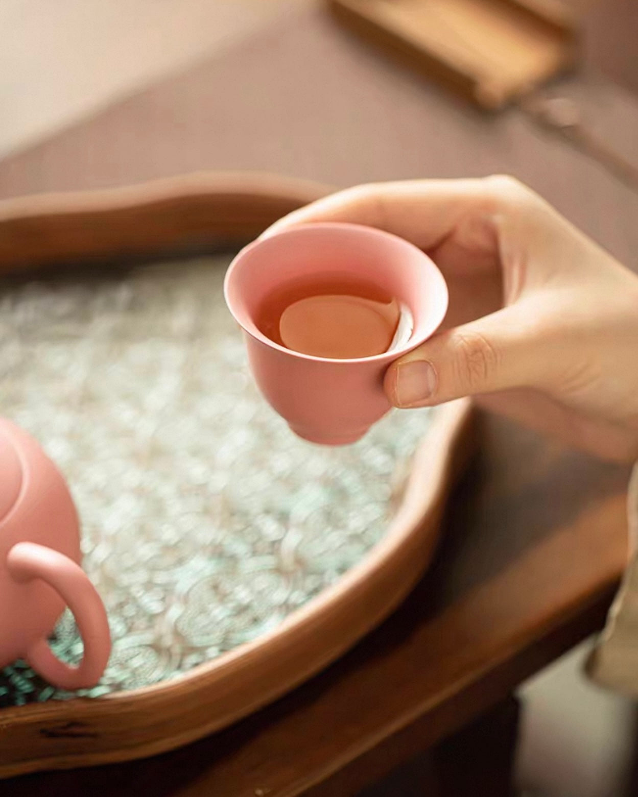 Feminine Luxury "Pink Sand" Xishi Tea Set | Handcrafted Purple Clay Trio