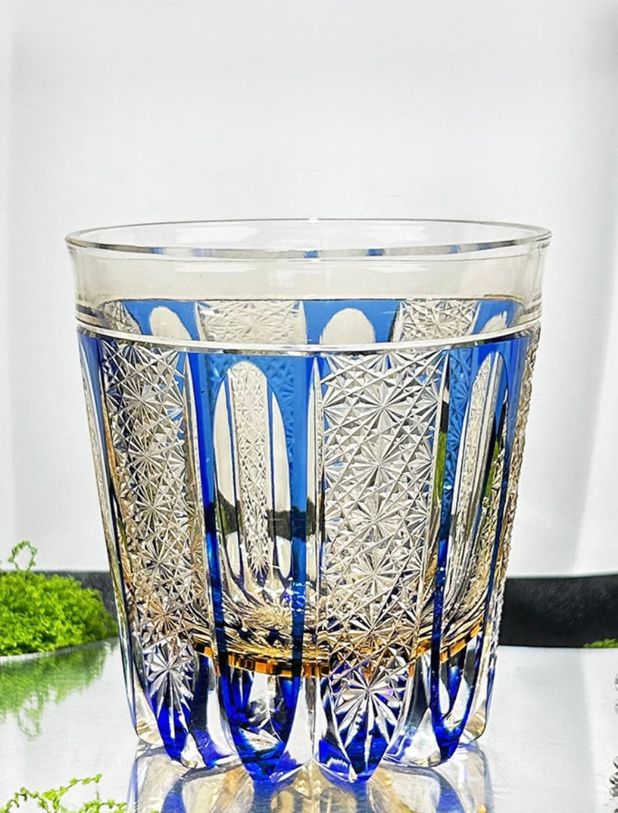 Edo Kiriko Handcrafted "Ruby Agave" Whisky Glass – A Desert Bloom of Fiery Brilliance