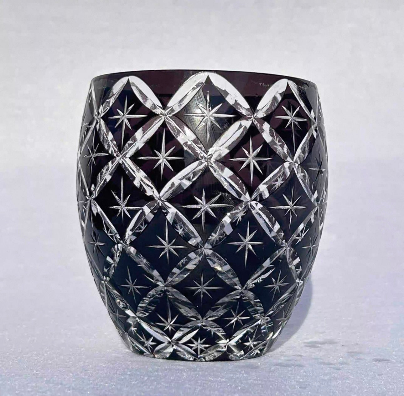 Edo Kiriko Handcrafted Violet Shippo Whisky Glass – A Kaleidoscope of Unending Harmony in Crystal
