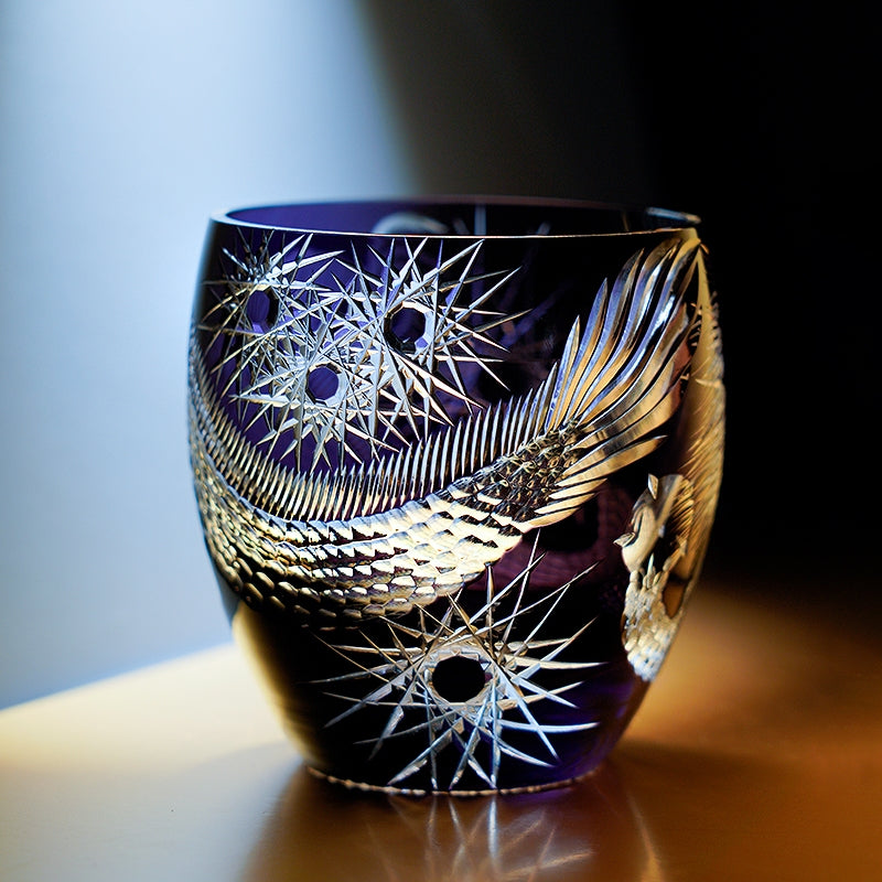 Edo Kiriko Handcrafted Majestic Dragon Whisky Glass – A Mythical Echo in Crystal