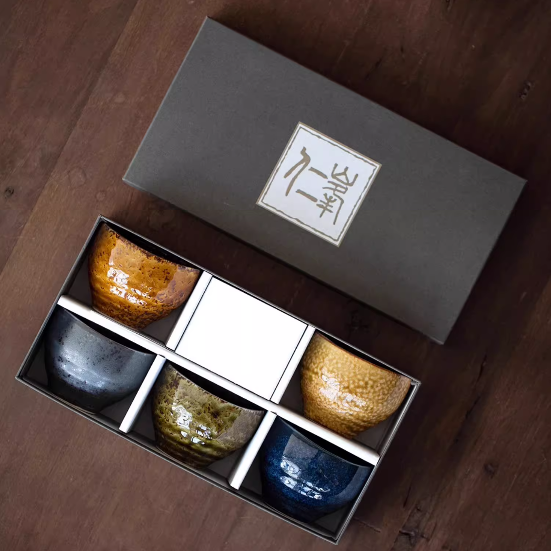 Mino Ware "Autumn Harmony" Tea Cup Set of Five – A Celebration of Seasonal Beauty