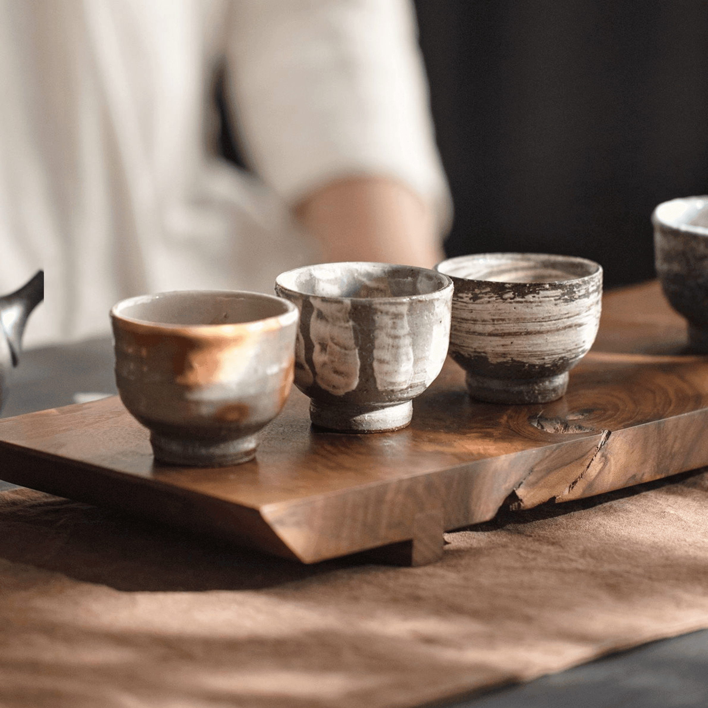 Japanese Handcrafted Sandy Textured Banko Ware Tea Cup Set – Earthy Elegance for Your Tea Ritual