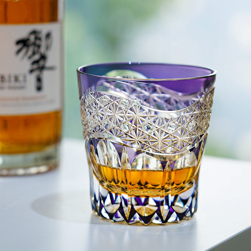 Edo Kiriko Handcrafted Amethyst Prism Whisky Glass – A Royal Glimmer in Crystal
