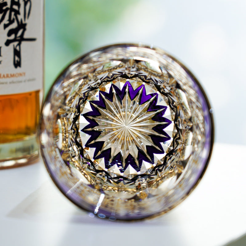 Edo Kiriko Handcrafted Amethyst Prism Whisky Glass – A Royal Glimmer in Crystal