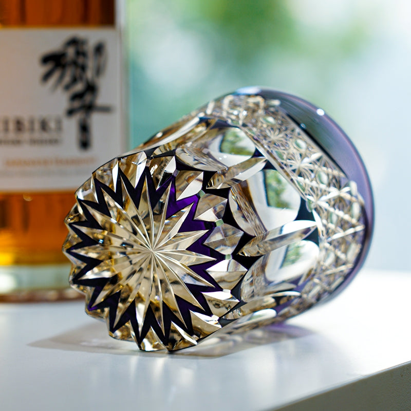 Edo Kiriko Handcrafted Amethyst Prism Whisky Glass – A Royal Glimmer in Crystal
