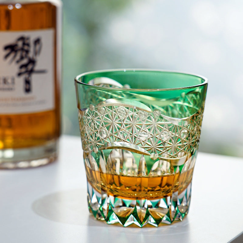 Edo Kiriko Handcrafted Emerald Prism Whisky Glass – A Gemstone Dream in Crystal
