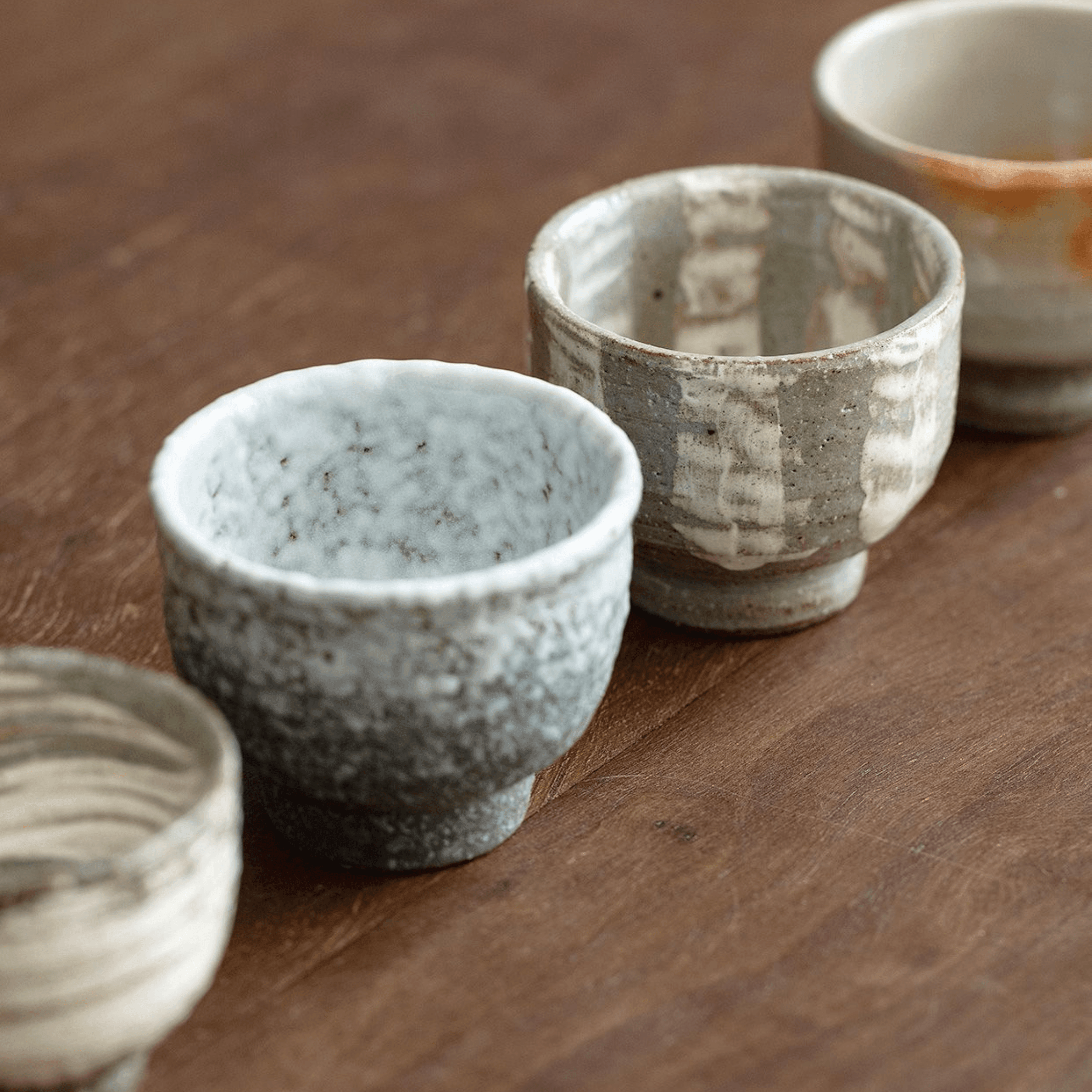 Japanese Handcrafted Sandy Textured Banko Ware Tea Cup Set – Earthy Elegance for Your Tea Ritual