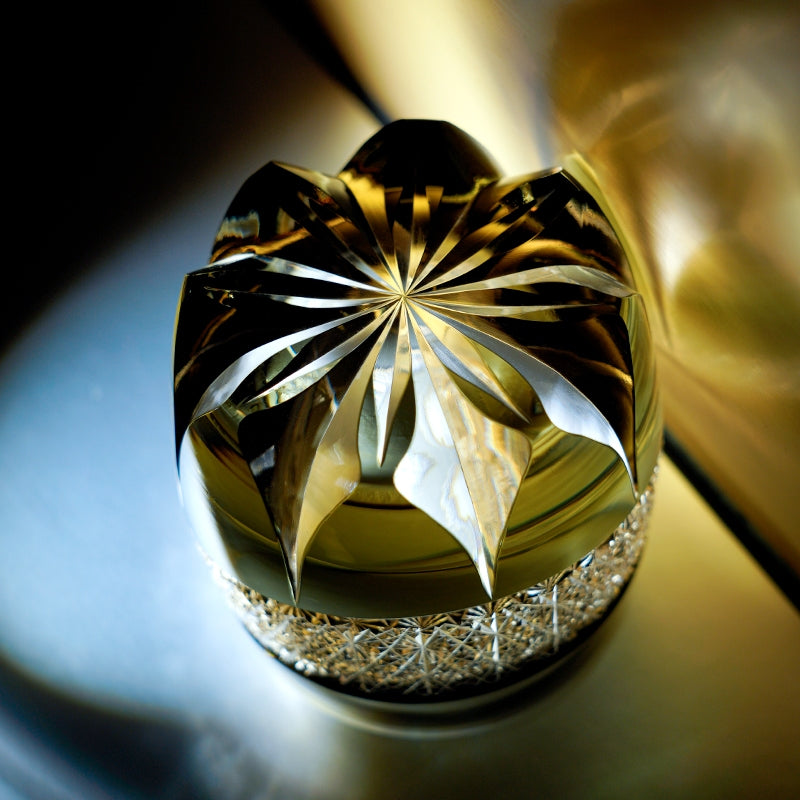 Edo Kiriko Handcrafted Obsidian Lightning Whisky Glass – A Strike of Power in Crystal