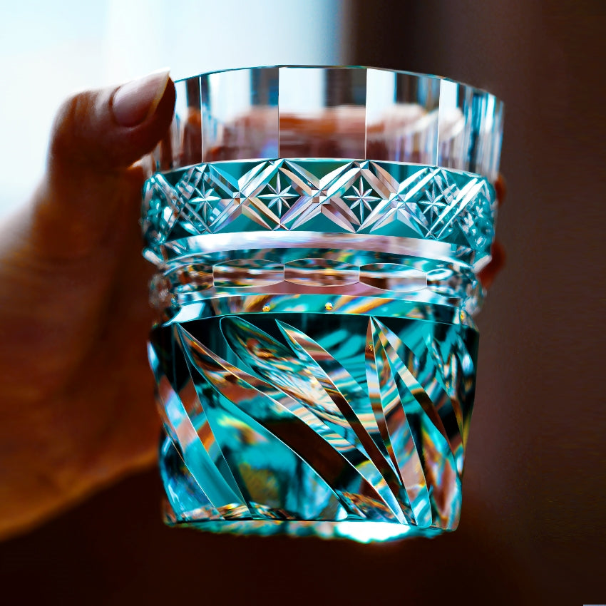 Edo Kiriko Handcrafted Aozora Kaze Whisky Glass – A Breeze of Serenity in Crystal