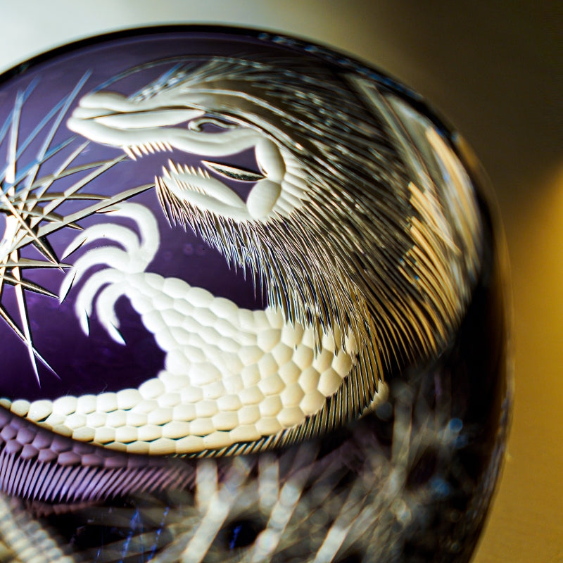 Edo Kiriko Handcrafted Majestic Dragon Whisky Glass – A Mythical Echo in Crystal
