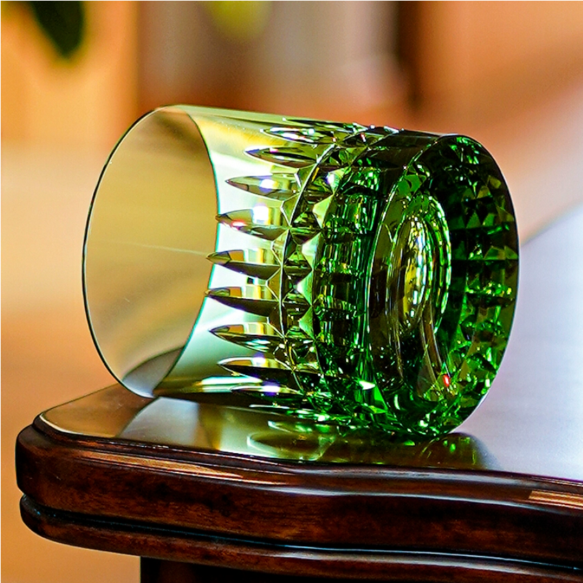 Edo Kiriko Crystal Royale Whisky Glass with Wooden Box – A Regal Expression of Japanese Craftsmanship